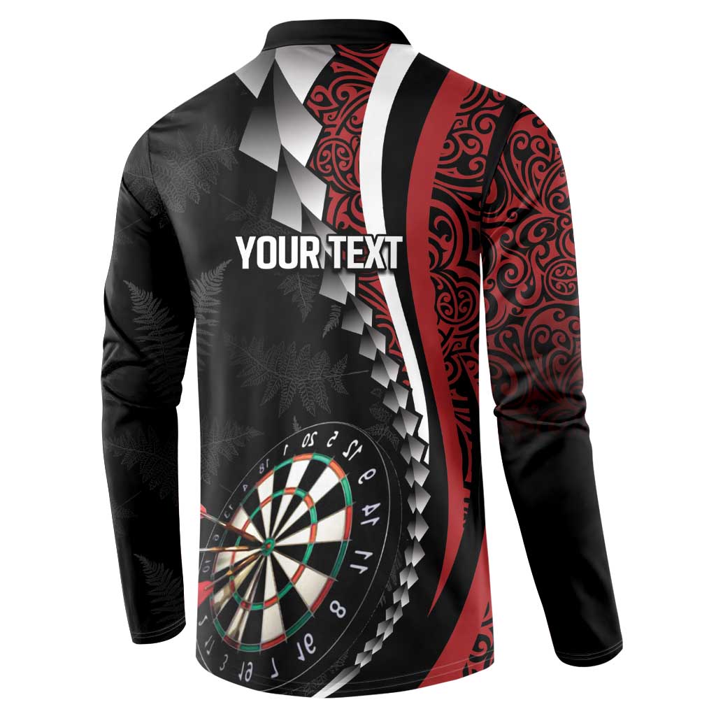 Personalized New Zealand Darts Button Sweatshirt Kowhaiwhai Whero Koiri - Manaia