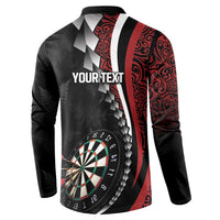 Personalized New Zealand Darts Button Sweatshirt Kowhaiwhai Whero Koiri - Manaia