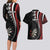 Personalized New Zealand Darts Couples Matching Long Sleeve Bodycon Dress and Hawaiian Shirt Kowhaiwhai Whero Koiri - Manaia