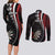 Personalized New Zealand Darts Couples Matching Long Sleeve Bodycon Dress and Long Sleeve Button Shirt Kowhaiwhai Whero Koiri - Manaia