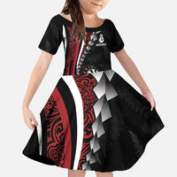 Personalized New Zealand Darts Family Matching Off Shoulder Maxi Dress and Hawaiian Shirt Kowhaiwhai Whero Koiri - Manaia