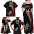 Personalized New Zealand Darts Family Matching Off Shoulder Maxi Dress and Hawaiian Shirt Kowhaiwhai Whero Koiri - Manaia