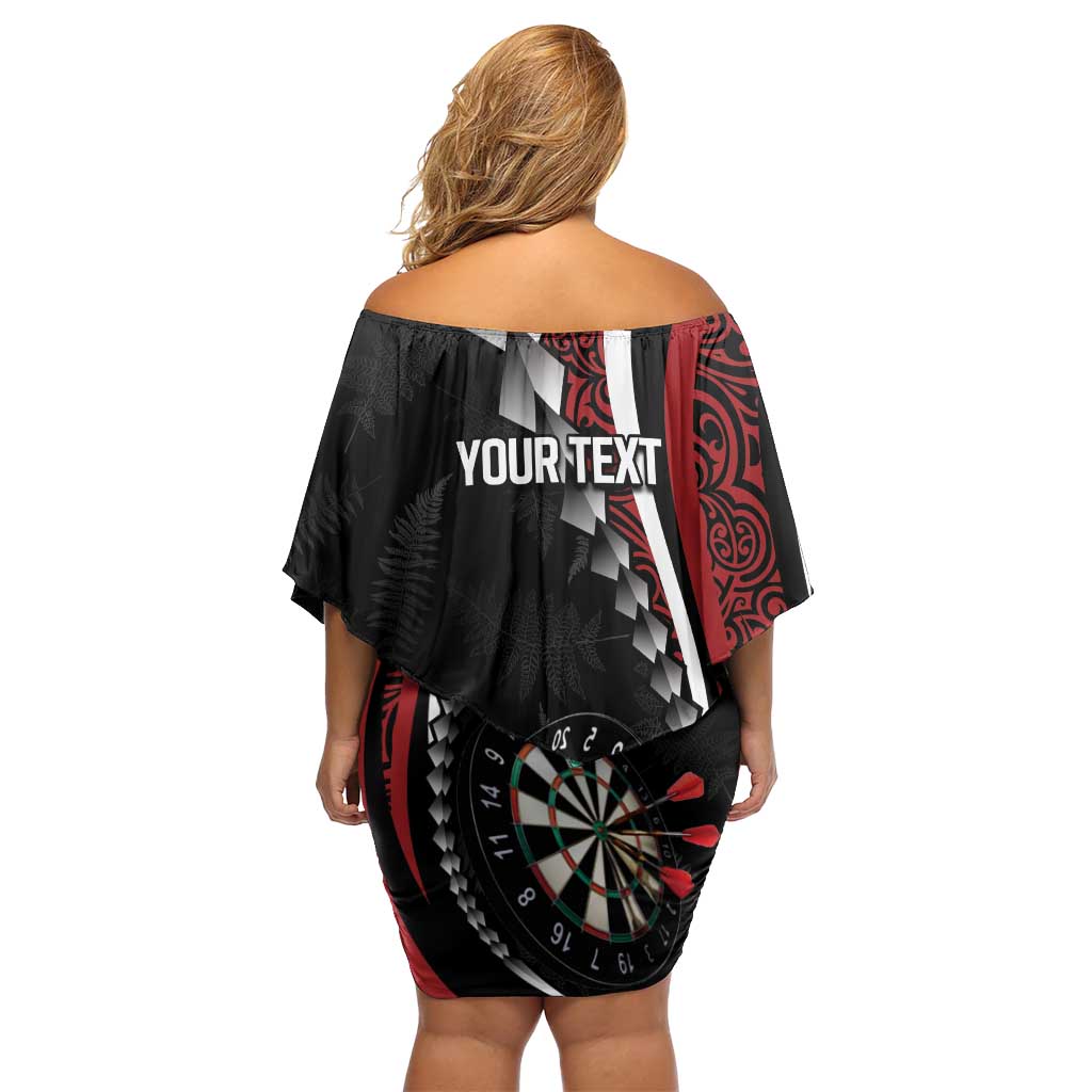 Personalized New Zealand Darts Family Matching Off Shoulder Short Dress and Hawaiian Shirt Kowhaiwhai Whero Koiri - Manaia