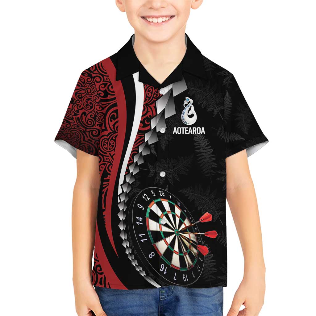 Personalized New Zealand Darts Family Matching Puletasi and Hawaiian Shirt Kowhaiwhai Whero Koiri - Manaia