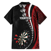 Personalized New Zealand Darts Family Matching Short Sleeve Bodycon Dress and Hawaiian Shirt Kowhaiwhai Whero Koiri - Manaia