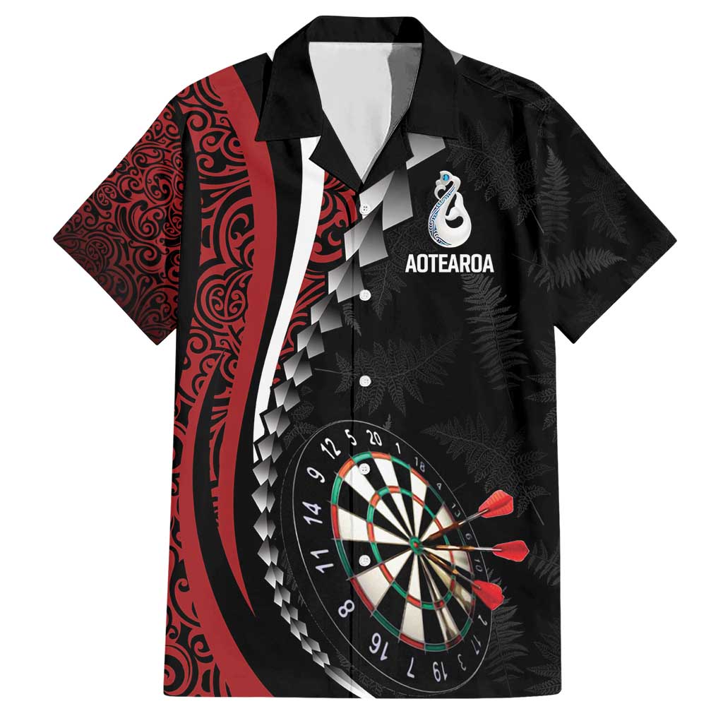 Personalized New Zealand Darts Hawaiian Shirt Kowhaiwhai Whero Koiri - Manaia