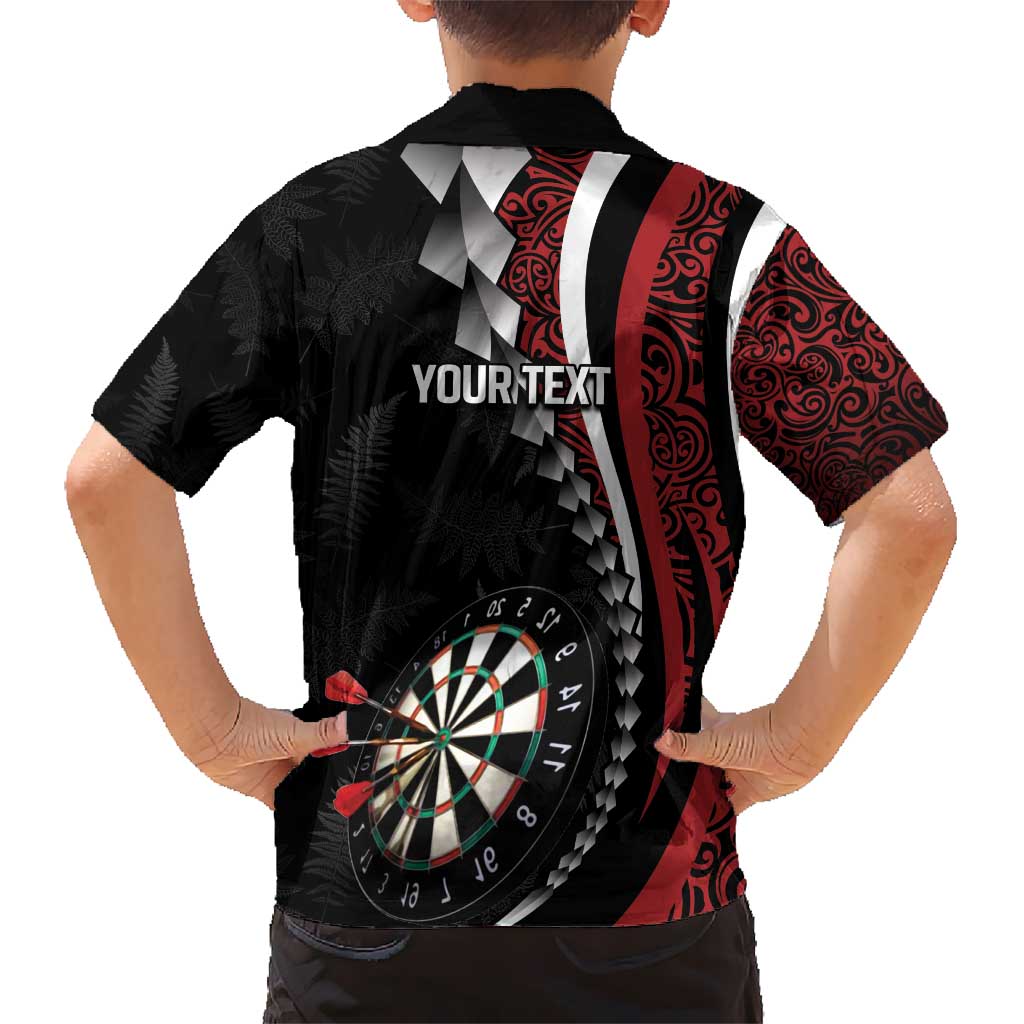 Personalized New Zealand Darts Kid Hawaiian Shirt Kowhaiwhai Whero Koiri - Manaia