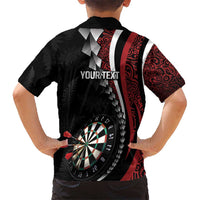 Personalized New Zealand Darts Kid Hawaiian Shirt Kowhaiwhai Whero Koiri - Manaia