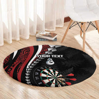 Personalized New Zealand Darts Round Carpet Kowhaiwhai Whero Koiri - Manaia