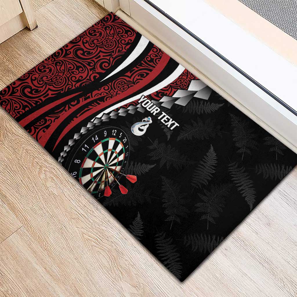 Personalized New Zealand Darts Rubber Doormat Kowhaiwhai Whero Koiri - Manaia