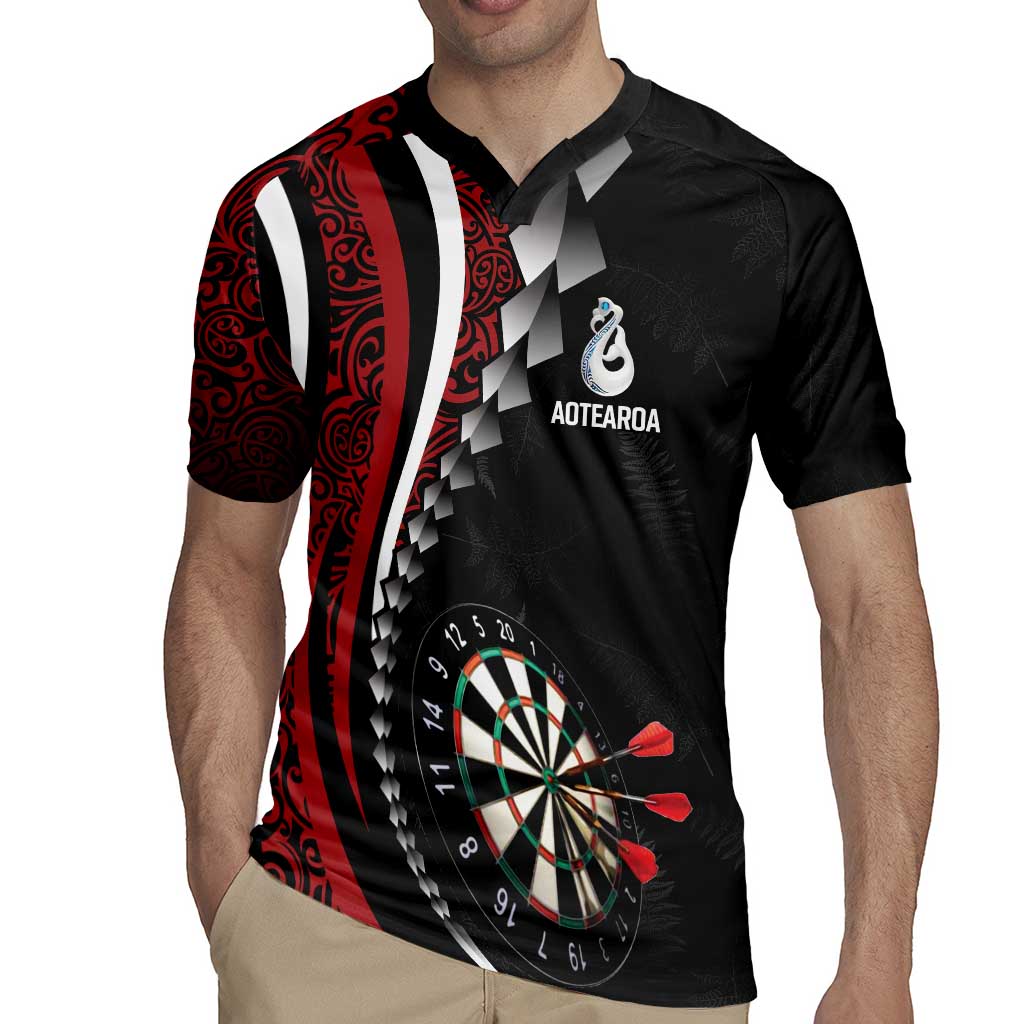 Personalized New Zealand Darts Rugby Jersey Kowhaiwhai Whero Koiri - Manaia