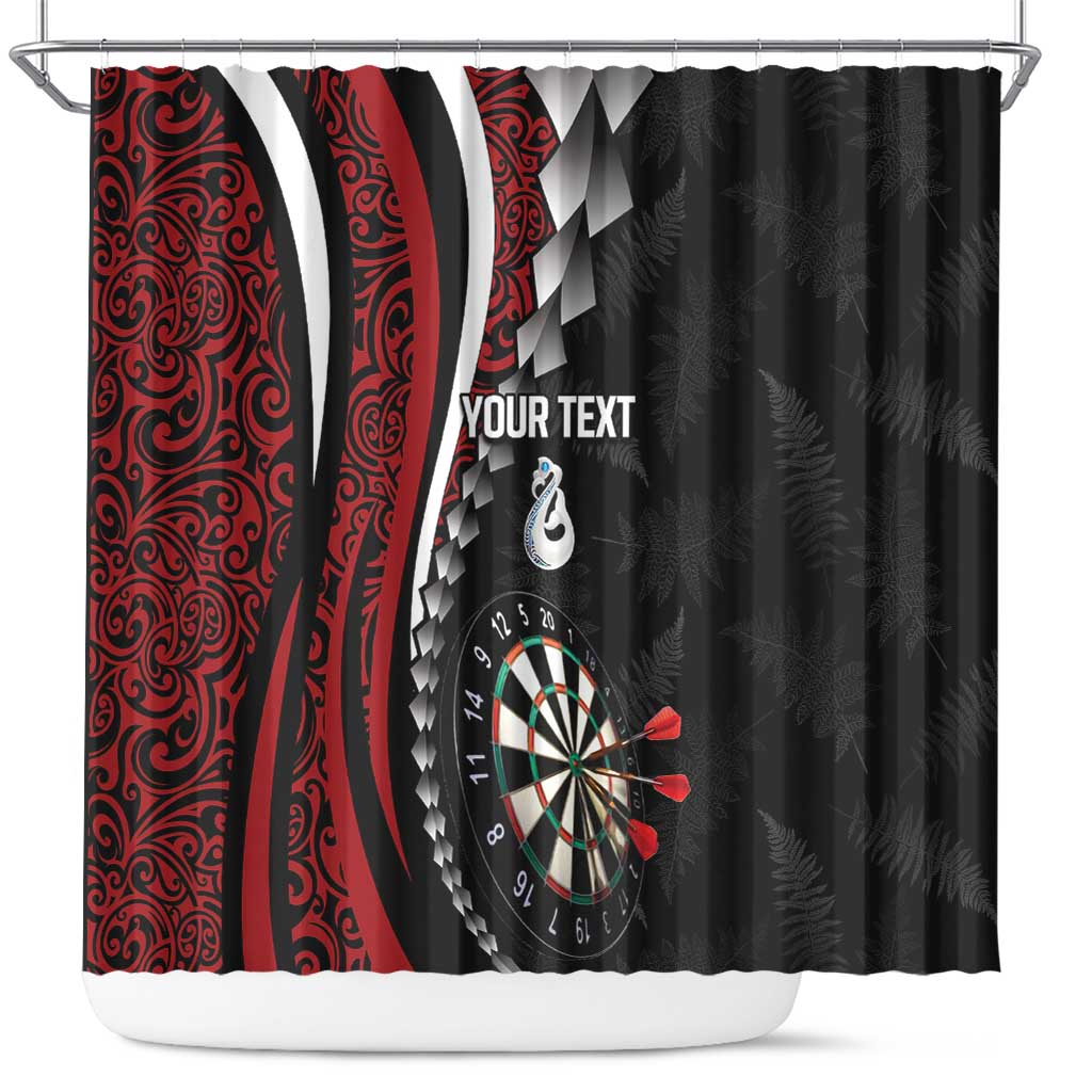 Personalized New Zealand Darts Shower Curtain Kowhaiwhai Whero Koiri - Manaia