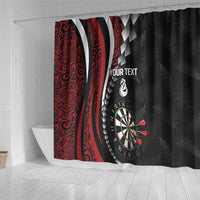Personalized New Zealand Darts Shower Curtain Kowhaiwhai Whero Koiri - Manaia