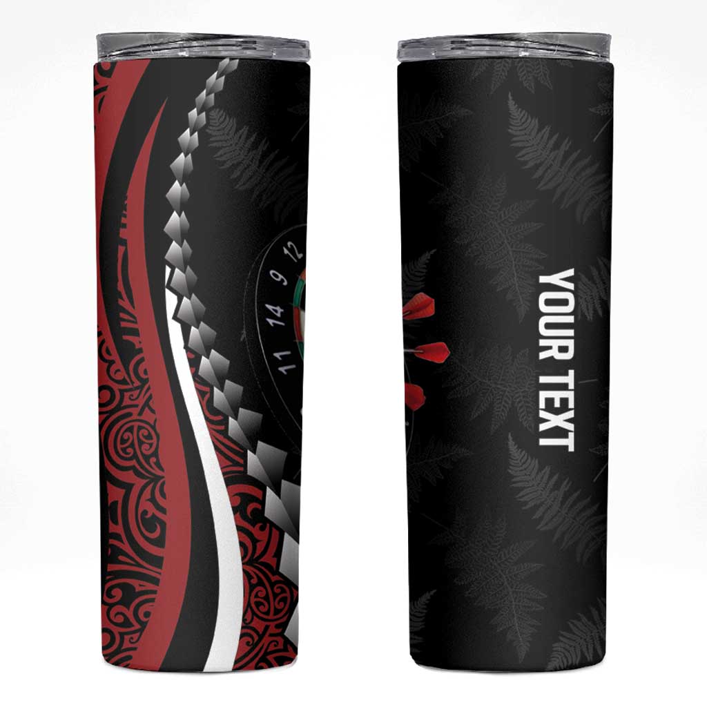 Personalized New Zealand Darts Skinny Tumbler Kowhaiwhai Whero Koiri - Manaia