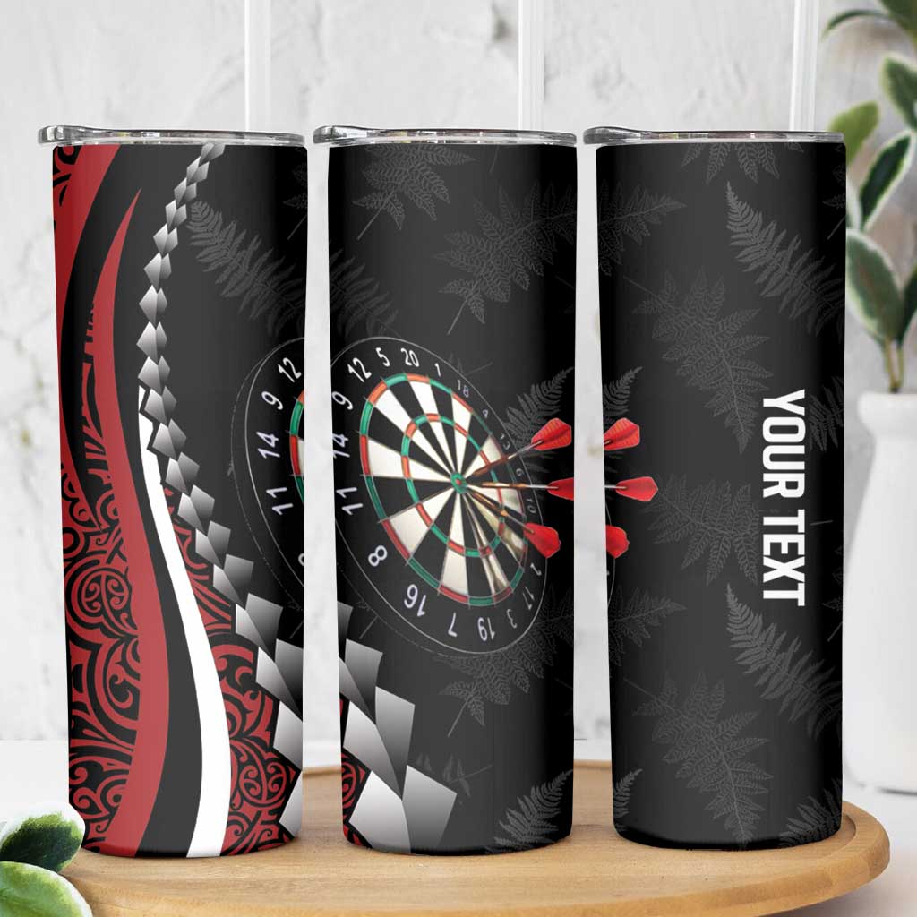 Personalized New Zealand Darts Skinny Tumbler Kowhaiwhai Whero Koiri - Manaia