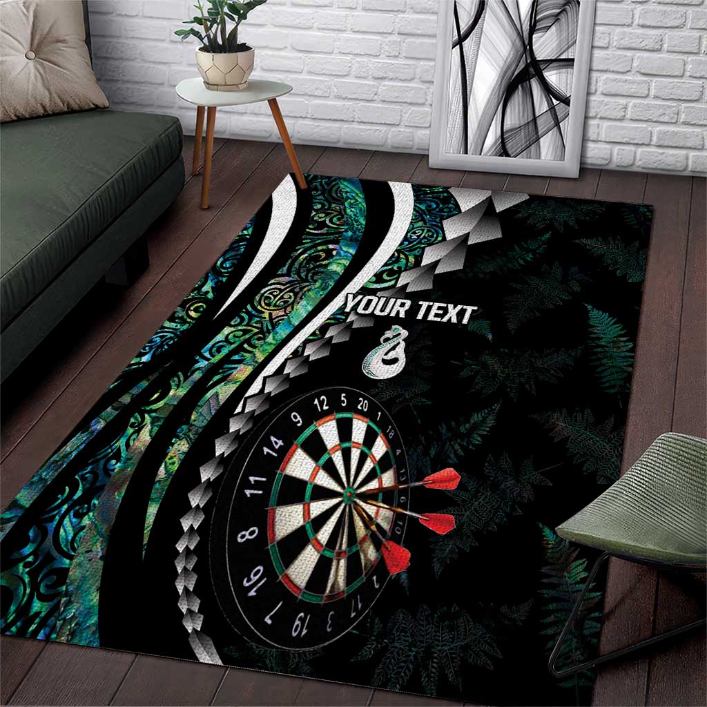 Personalized New Zealand Darts Area Rug Paua Shell Koiri - Manaia