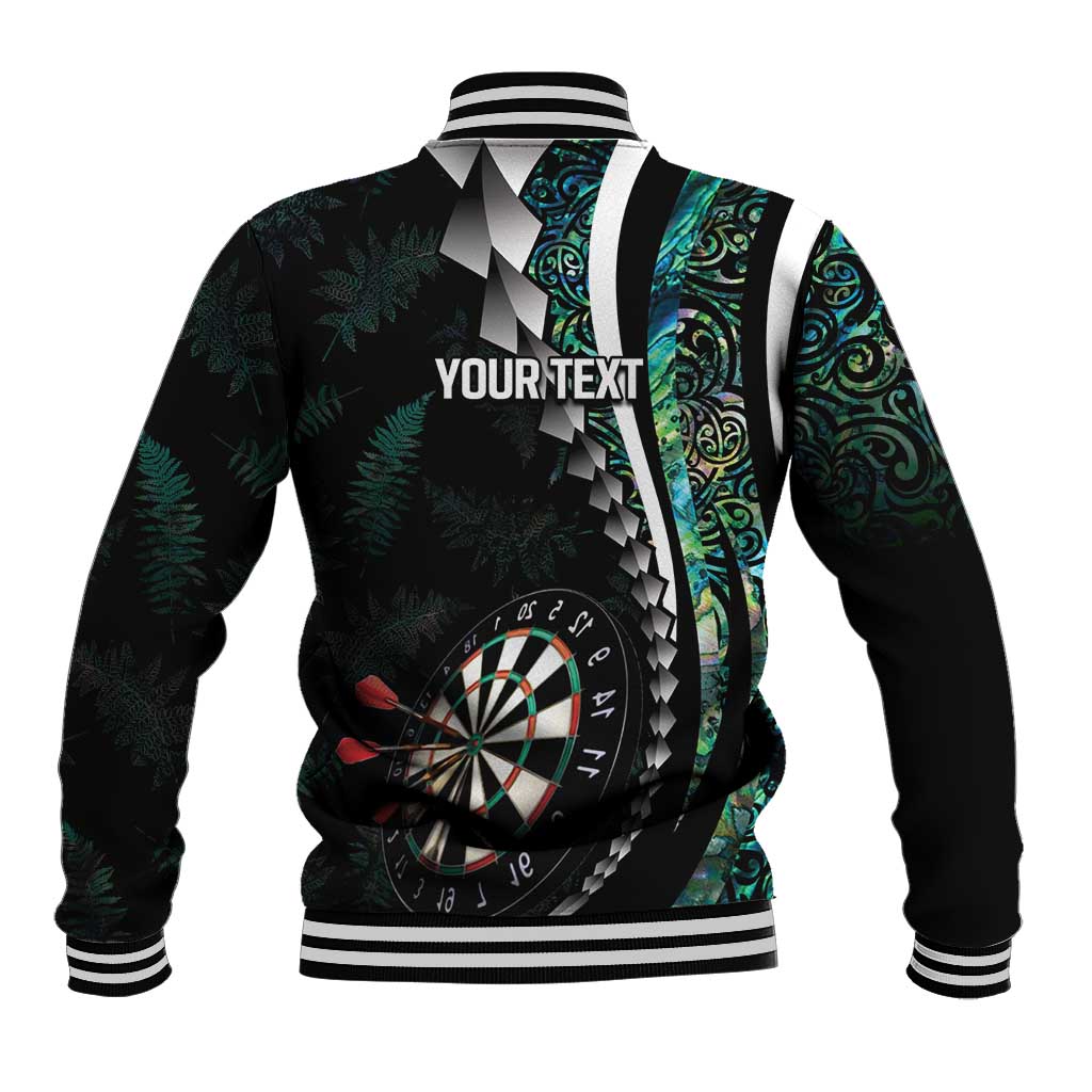 Personalized New Zealand Darts Baseball Jacket Paua Shell Koiri - Manaia