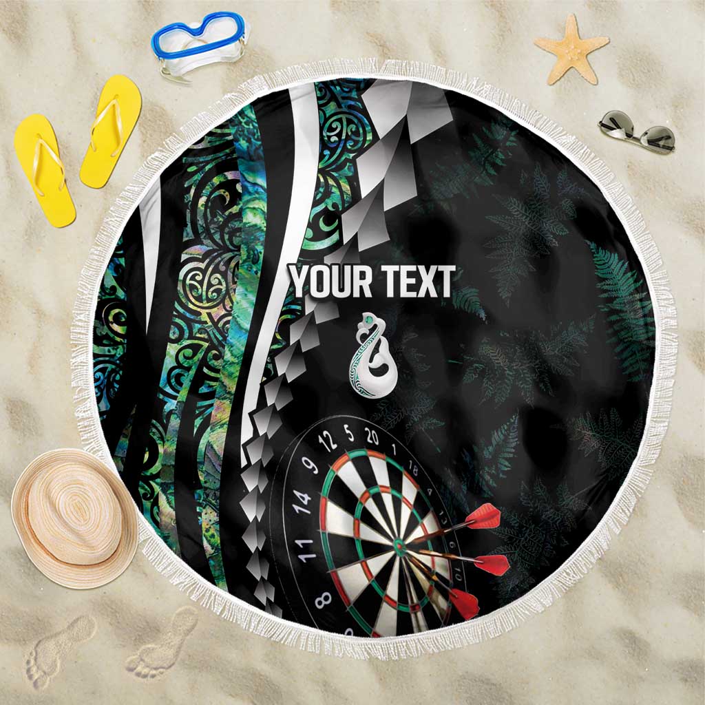 Personalized New Zealand Darts Beach Blanket Paua Shell Koiri - Manaia