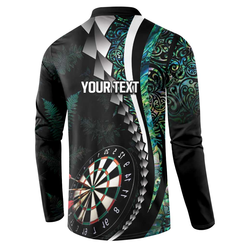 Personalized New Zealand Darts Button Sweatshirt Paua Shell Koiri - Manaia