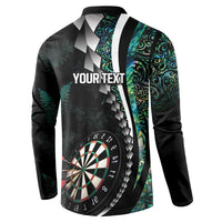 Personalized New Zealand Darts Button Sweatshirt Paua Shell Koiri - Manaia