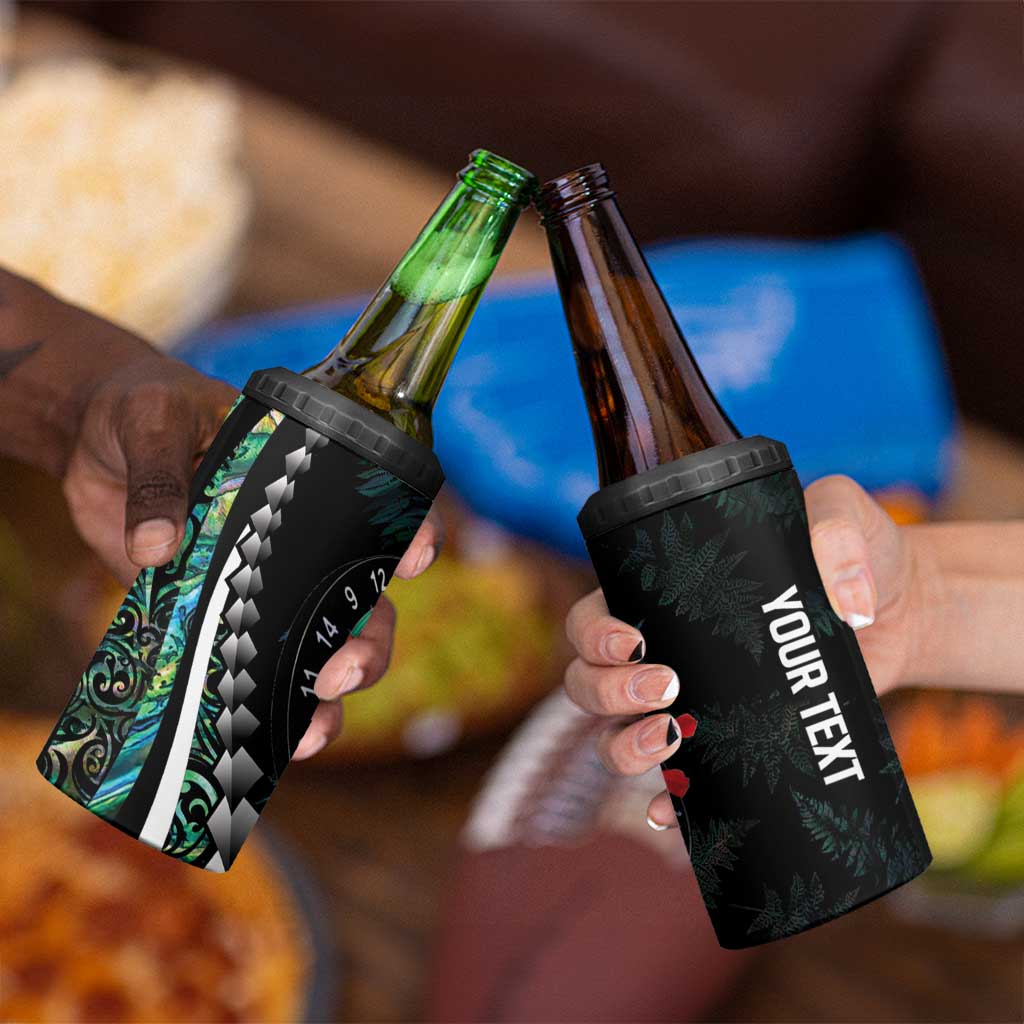 Personalized New Zealand Darts 4 in 1 Can Cooler Tumbler Paua Shell Koiri - Manaia