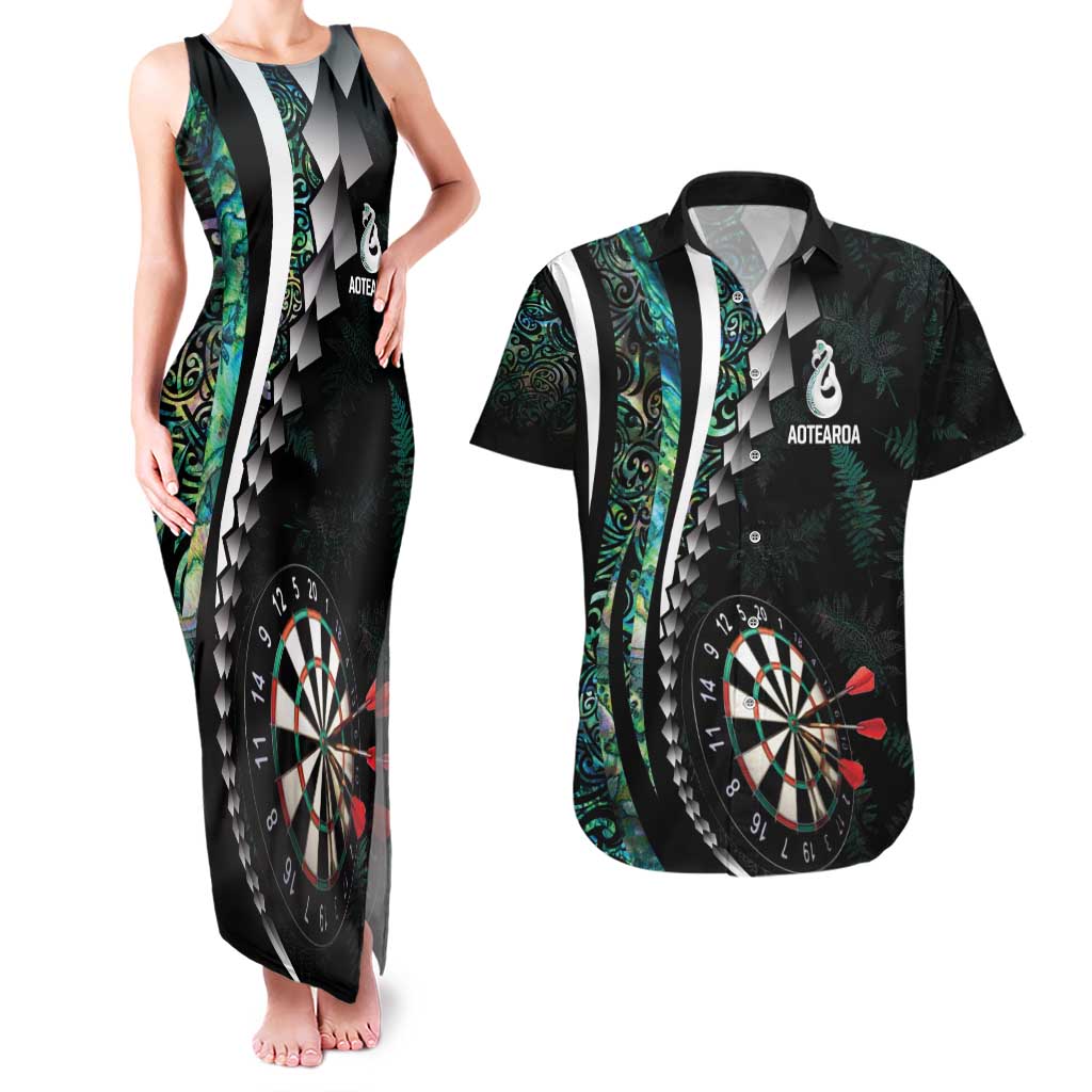 Personalized New Zealand Darts Couples Matching Tank Maxi Dress and Hawaiian Shirt Paua Shell Koiri - Manaia