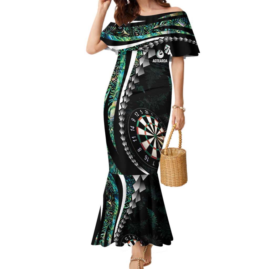 Personalized New Zealand Darts Family Matching Mermaid Dress and Hawaiian Shirt Paua Shell Koiri - Manaia