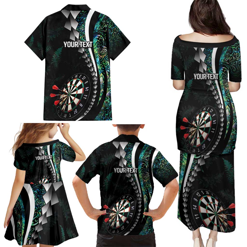 Personalized New Zealand Darts Family Matching Puletasi and Hawaiian Shirt Paua Shell Koiri - Manaia