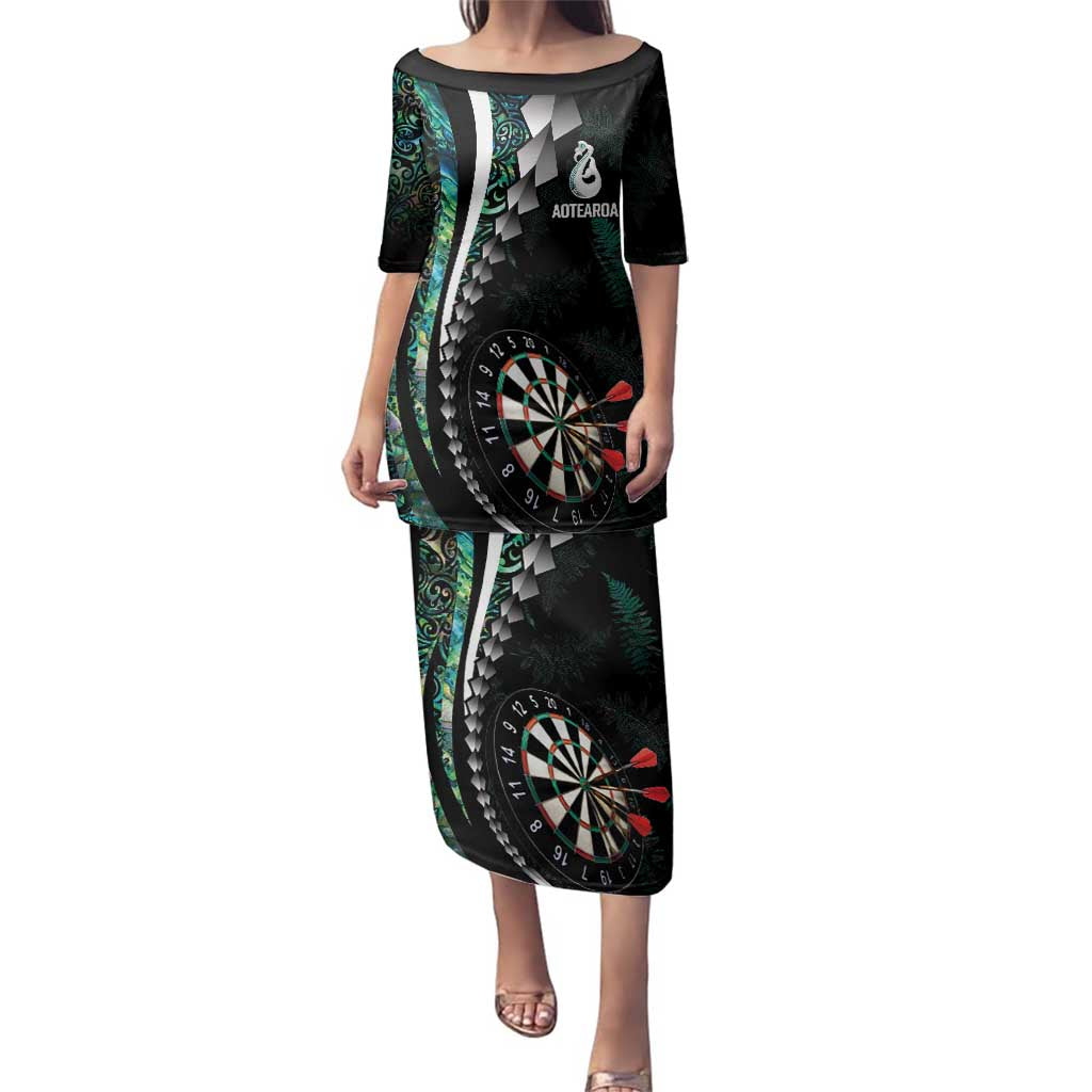 Personalized New Zealand Darts Family Matching Puletasi and Hawaiian Shirt Paua Shell Koiri - Manaia