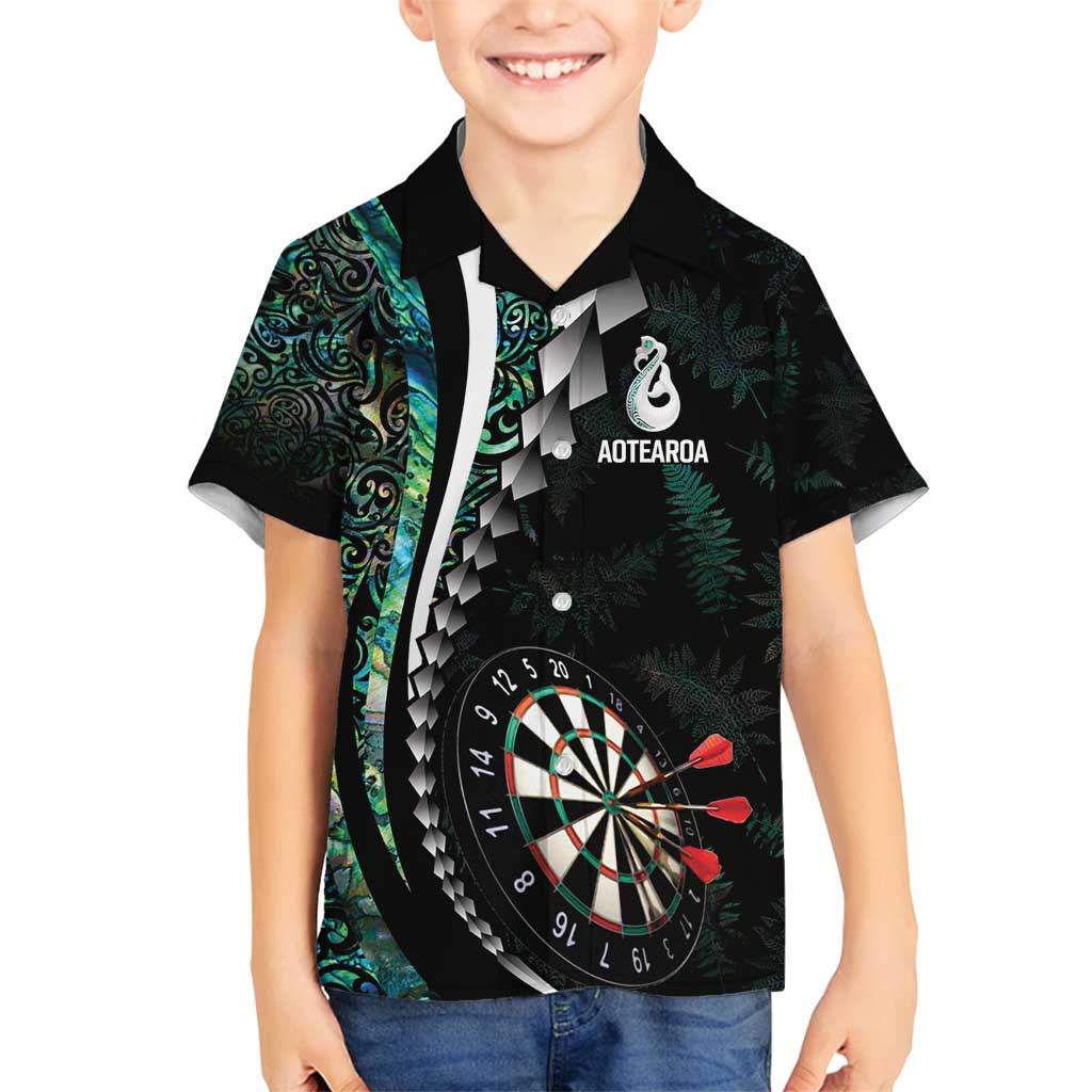 Personalized New Zealand Darts Family Matching Puletasi and Hawaiian Shirt Paua Shell Koiri - Manaia