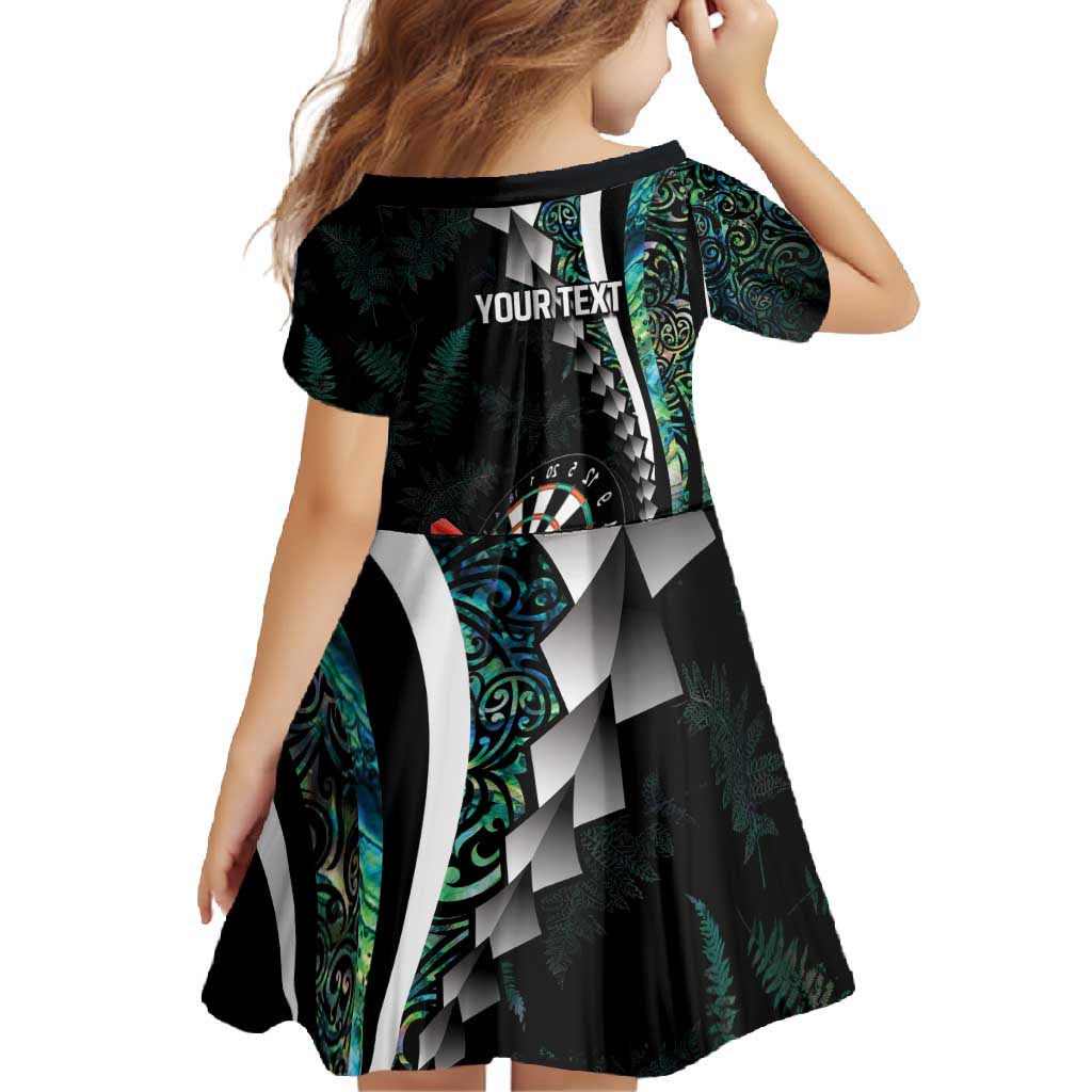 Personalized New Zealand Darts Family Matching Short Sleeve Bodycon Dress and Hawaiian Shirt Paua Shell Koiri - Manaia