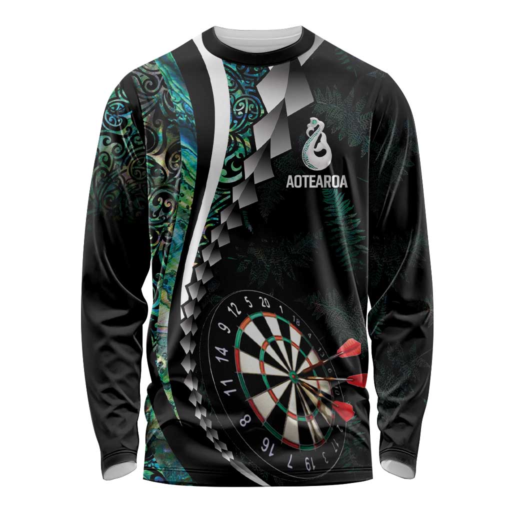 Personalized New Zealand Darts Long Sleeve Shirt Paua Shell Koiri - Manaia