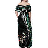 Personalized New Zealand Darts Off Shoulder Maxi Dress Paua Shell Koiri - Manaia