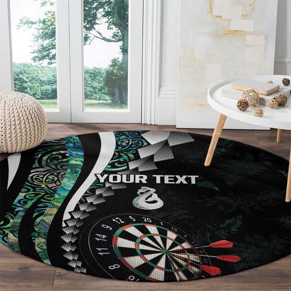 Personalized New Zealand Darts Round Carpet Paua Shell Koiri - Manaia