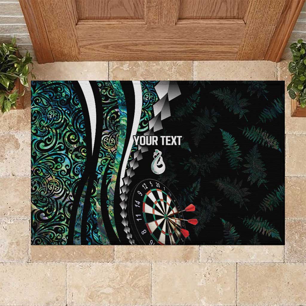 Personalized New Zealand Darts Rubber Doormat Paua Shell Koiri - Manaia