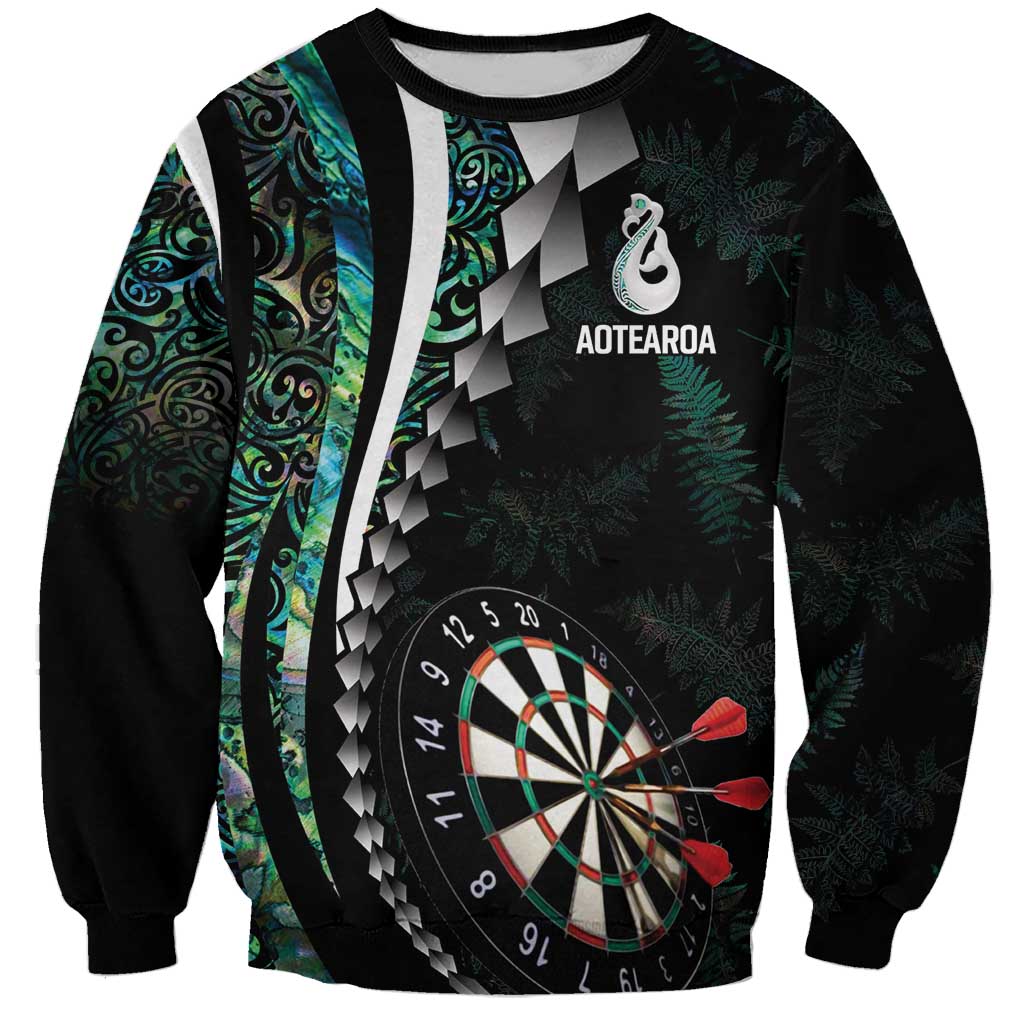 Personalized New Zealand Darts Sweatshirt Paua Shell Koiri - Manaia