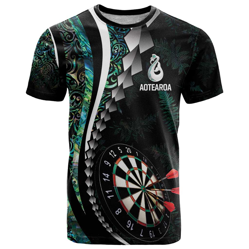 Personalized New Zealand Darts T Shirt Paua Shell Koiri - Manaia