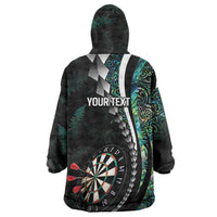 Personalized New Zealand Darts Wearable Blanket Hoodie Paua Shell Koiri - Manaia