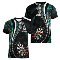 Personalized New Zealand Darts Women V-Neck T-Shirt Paua Shell Koiri - Manaia