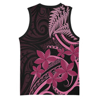 Aotearoa Maori Basketball Jersey Pink Fern Ribbons on Black LT7 - Polynesian Pride