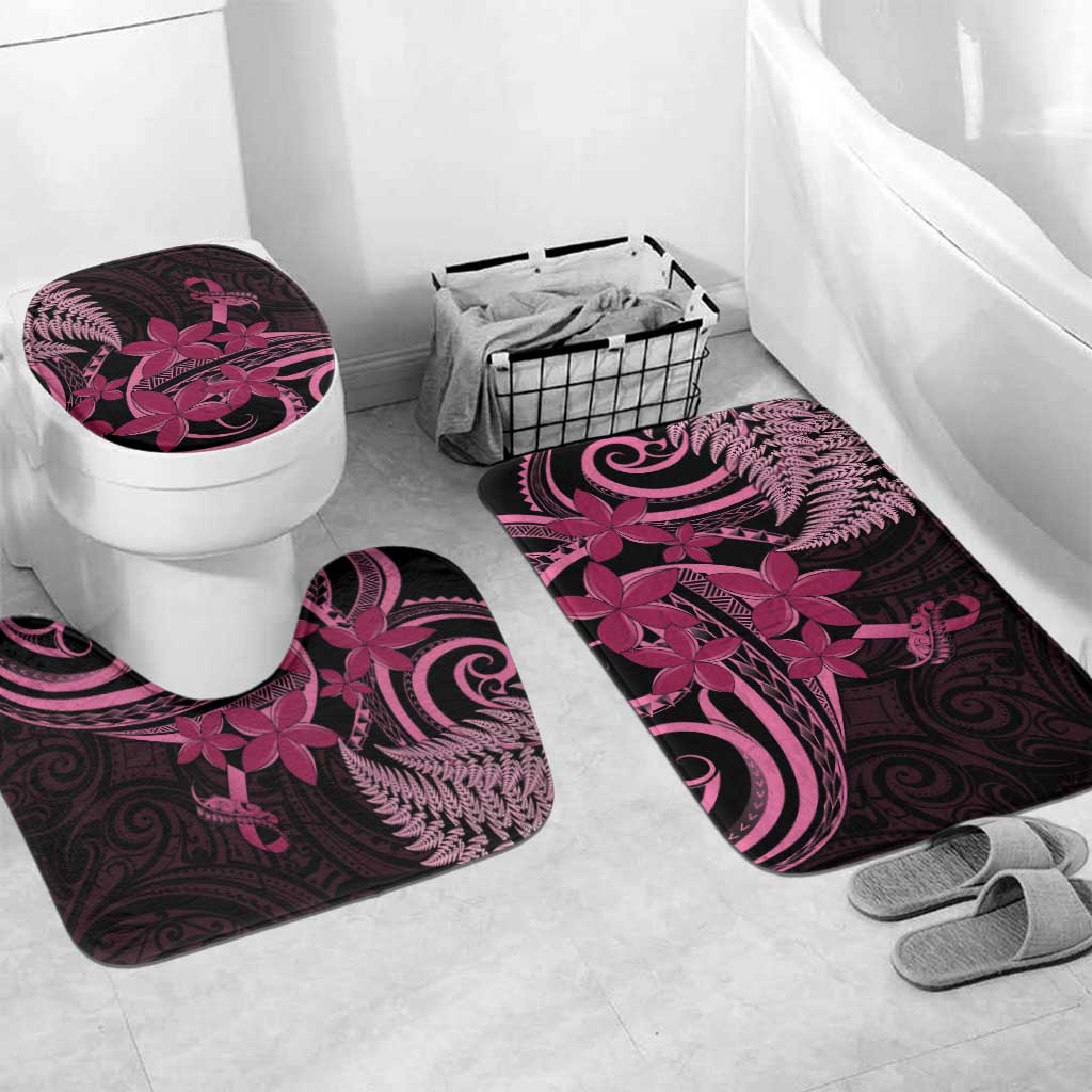 Aotearoa Maori Bathroom Set Pink Fern Ribbons on Black - Polynesian Pride