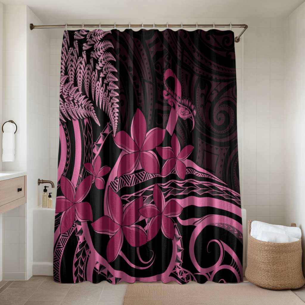 Aotearoa Maori Bathroom Set Pink Fern Ribbons on Black - Polynesian Pride