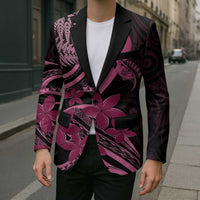 Aotearoa Maori Blazer Pink Fern Ribbons on Black LT7 - Polynesian Pride