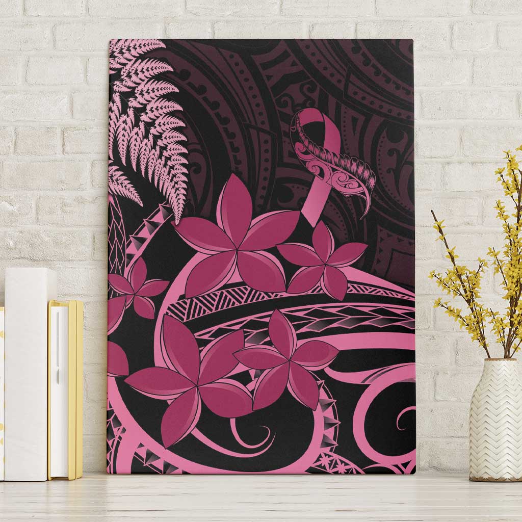 Aotearoa Maori Canvas Wall Art Pink Fern Ribbons on Black - Polynesian Pride