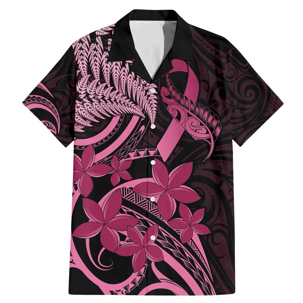Aotearoa Maori Family Matching Mermaid Dress and Hawaiian Shirt Pink Fern Ribbons on Black - Polynesian Pride
