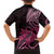 Aotearoa Maori Family Matching Summer Maxi Dress and Hawaiian Shirt Pink Fern Ribbons on Black - Polynesian Pride