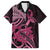 Aotearoa Maori Family Matching Summer Maxi Dress and Hawaiian Shirt Pink Fern Ribbons on Black - Polynesian Pride