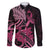 Aotearoa Maori Family Matching Summer Maxi Dress and Hawaiian Shirt Pink Fern Ribbons on Black - Polynesian Pride
