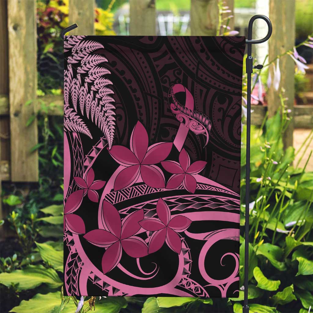 Aotearoa Maori Garden Flag Pink Fern Ribbons on Black - Polynesian Pride