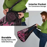 Aotearoa Maori Grocery Bag Pink Fern Ribbons on Black - Polynesian Pride